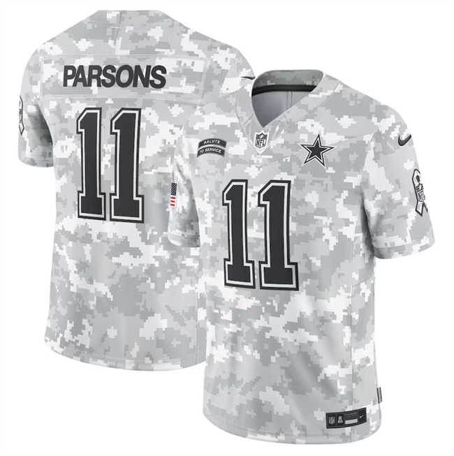 Mens Dallas Cowboys #11 Micah Parsons 2024 Arctic Camo Salute To Service Limited Stitched Jersey Dyin